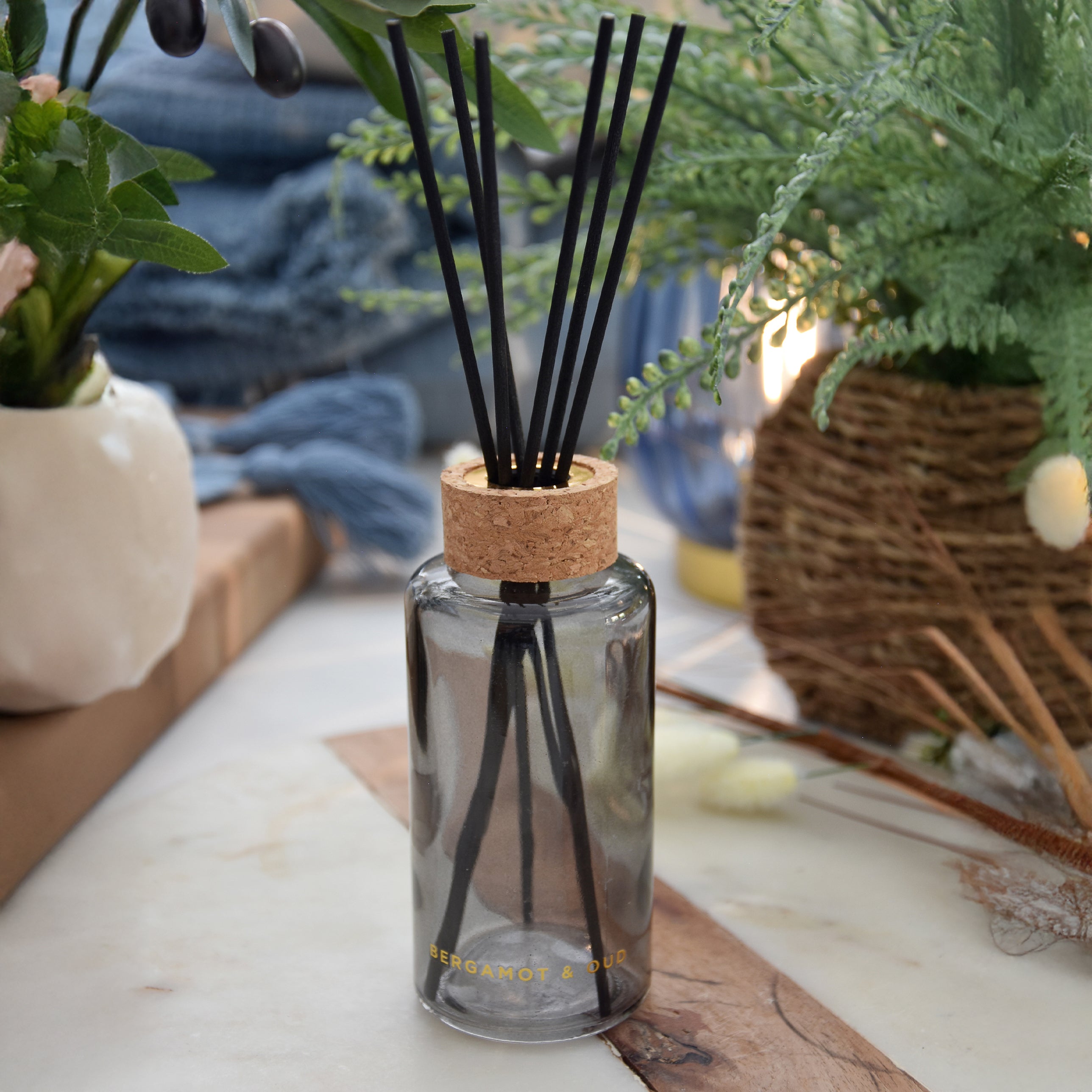 Luxurious Tall Round Reed Diffuser with Bergamot & Oud Scent – Madison ...