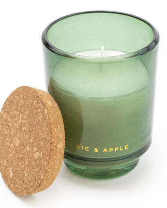 Green Glass Candleholder with Cork Lid – 5% Fig & Apple Scent