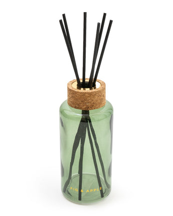 Green 200ml Tall Round Reed Diffuser with Cork Lid with Fig & Apple Scent