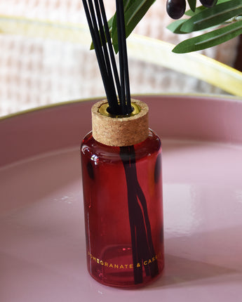 Luxurious 200ml Tall Round Reed Diffuser Red Pomegranate & Cassis Scent