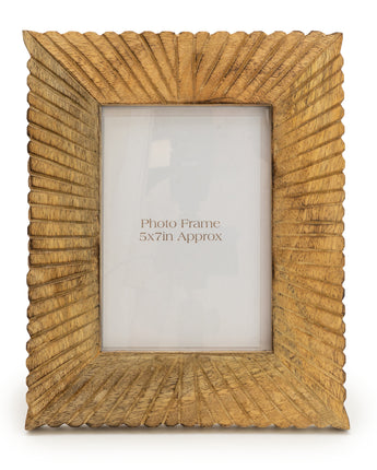 Elegant 5X7 Mango Wood Photo Frame with Stylish Etched Lines