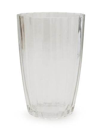 Elegant Clear Glass Vase with Stylish Ridges