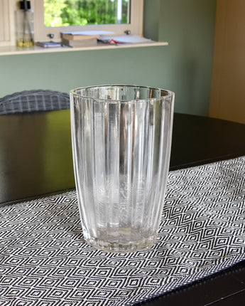 Elegant Clear Glass Vase with Stylish Ridges