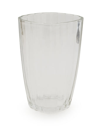 Elegant 24.5cm Clear Glass Vase with Charming Ridged Detail