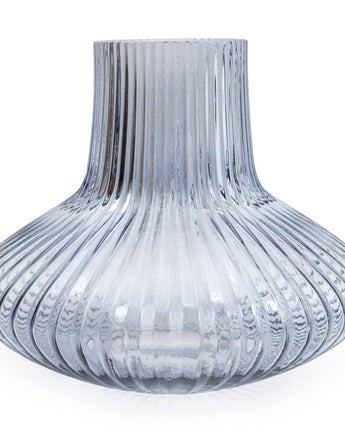 Elegant Blue Ridged Bottle Vase