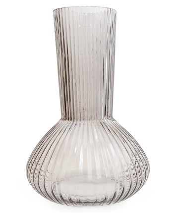 Refined Grey Ridged Tall Bottle Vase