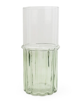 Elegant Two-Tone Glass Cylinder Vase – Clear & Green