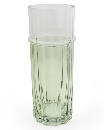 Large Elegant Two-Tone Glass Cylinder Vase – Clear & Green