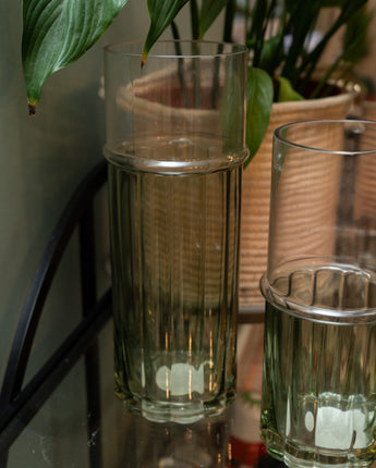 Large Elegant Two-Tone Glass Cylinder Vase – Clear & Green