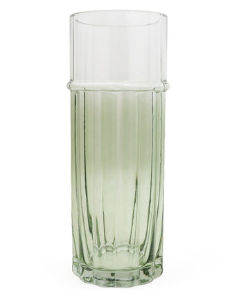 Large Elegant Two-Tone Glass Cylinder Vase – Clear & Green