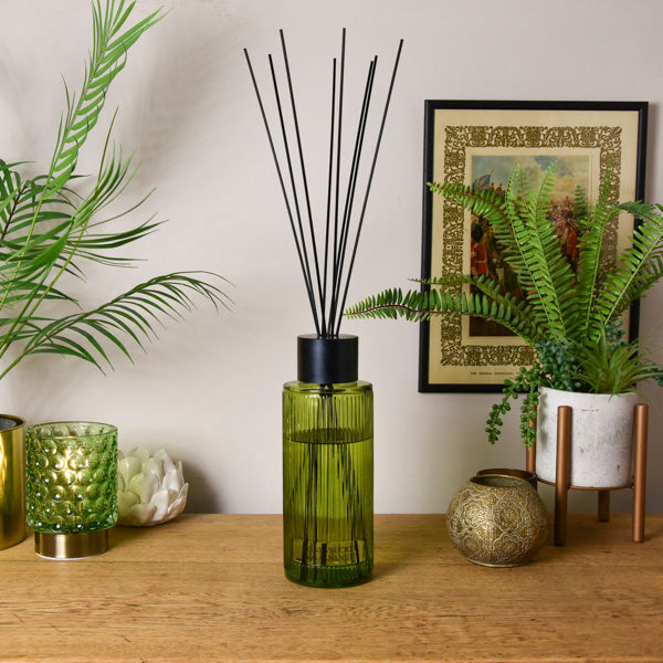 Honeysuckle & Galbanum - Elegant Green Glass Reed Diffuser, 1200ml ...
