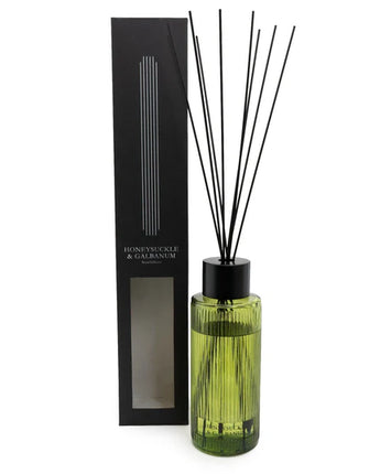 Honeysuckle & Galbanum - Elegant Green Glass Reed Diffuser, 1200ml