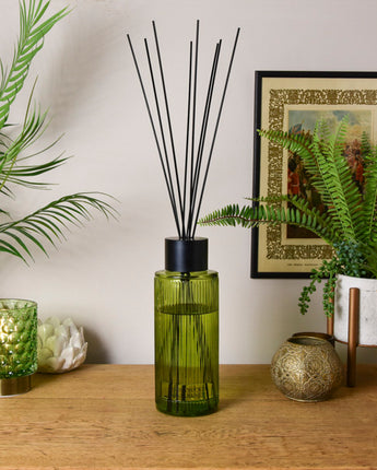 Honeysuckle & Galbanum - Elegant Green Glass Reed Diffuser, 1200ml