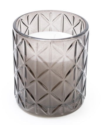 Large Diamond-Cut Smoky Glass Candle with Wood Sage & Sea Salt Essence