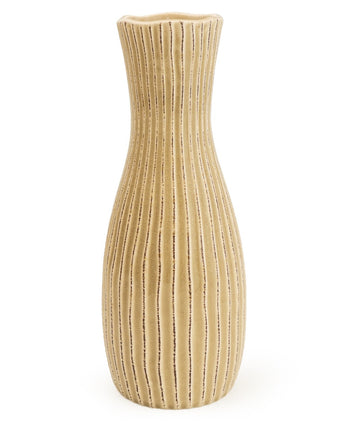 Elegant & Stylish Cream Bottle Ridged Vase