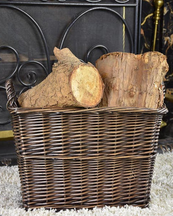 Rectangular Log Basket With Sides - Dark Brown