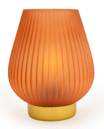 Ridged glass LED light. Terracotta