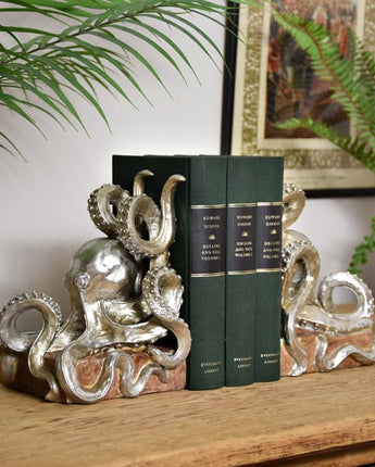 Lavish Octopus Bookends Silver