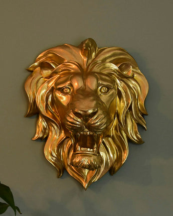 Majestic Gold Roaring Lion Wall Sculpture