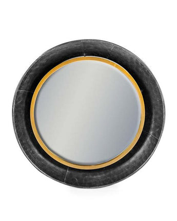 Medium Round Lincoln Wall Mirror – black and bronze