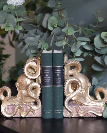 Octopus Design- Gold Bookends