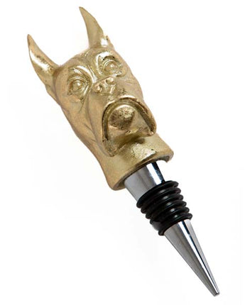 Dog Head Bottle Stopper Antique Gold