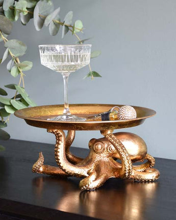 Octopus Holding Plate Antique Gold