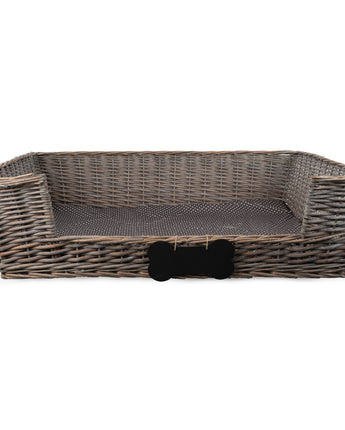 Extra Large Dog Basket With Padded Bed with Chalk board Personalisation - Grey