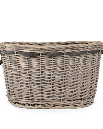 Set Of 2 Oval Log Baskets in Grey Wash