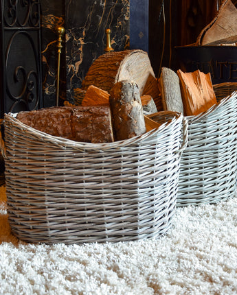 Set of 2 Oval Scoop Log Baskets