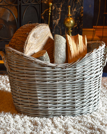 Set of 2 Oval Scoop Log Baskets