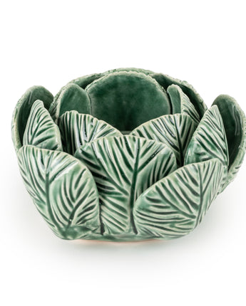 Ceramic Tealight Holder Green Reactive Glaze