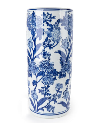 Oriental Cylinder Vase White/Blue