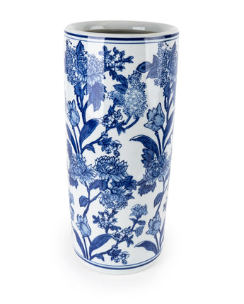 Oriental Cylinder Vase White/Blue