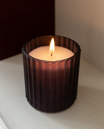 Ridged Glass Candle - Frosted Plum