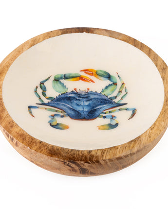 Small Mango wood bowl with crab inlay.