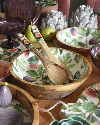 Small Mango Wood Bowl With Fig Enamel