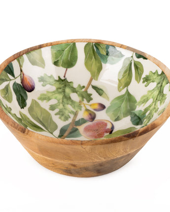 Small Mango Wood Bowl With Fig Enamel