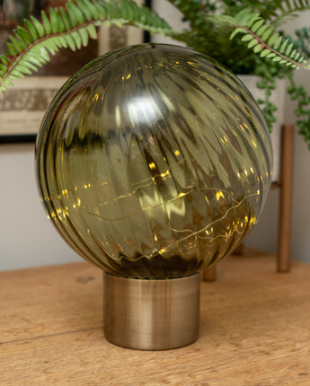 Green, glass ball, LED lamp.