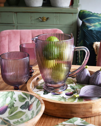 20CM Glass Jug Striped Plum