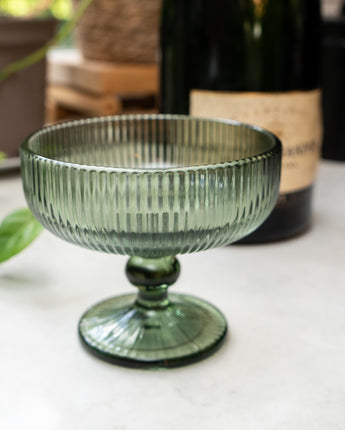 10cm Stemmed Champagne Saucers - Green