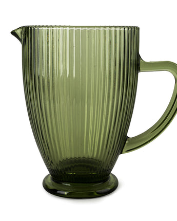 20CM Glass Jug Striped Green