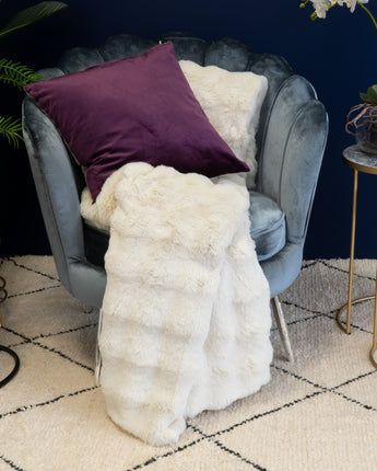 Luxurious Cream Faux Rabbit Fur Throw Blanket