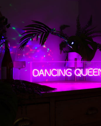 Retro Pink Neon 'Dancing Queen' Sign