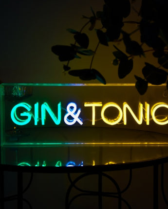 Gin & Tonic Neon Light Box - Green, Yellow & White