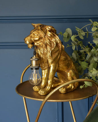 Majestic Antique Gold Lion Table Lamp