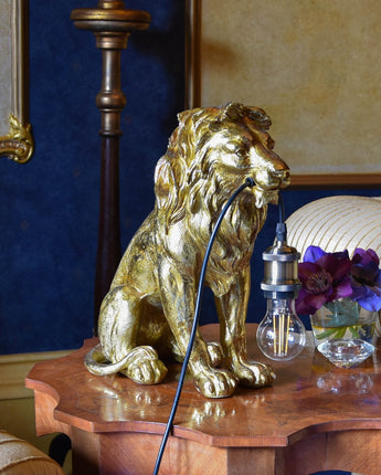 Majestic Antique Gold Lion Table Lamp