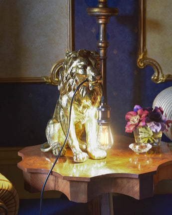 Majestic Antique Gold Lion Table Lamp