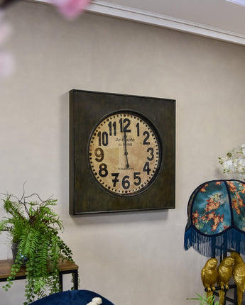 Large Elegant Antiquité de Paris: Square Industrial Wall Clock