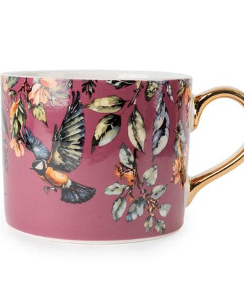Garden Blooms Plum Mug with Gold Handle